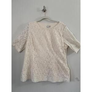Women's Cream Lace Short Sleeve Top